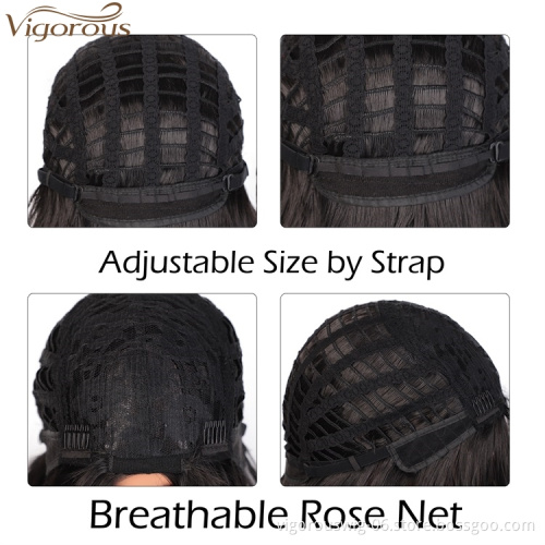 Vigorous Long Black Wavy Wig Synthetic Wave Wigs for Black Women Natural Middle Part Wigs Heat Resistant Hair